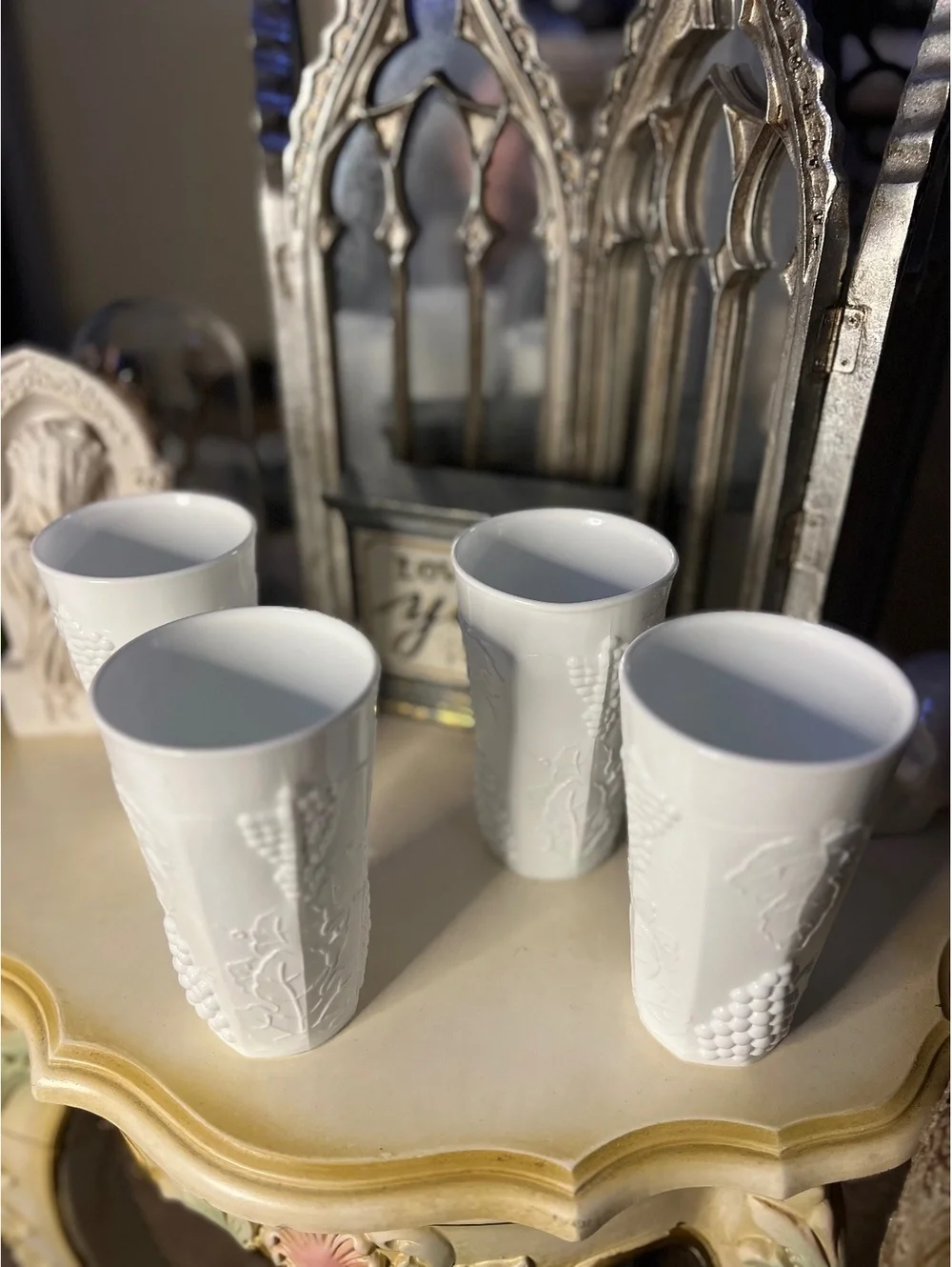 4pc Colony Harvest Indian Milk Glass Tumblers